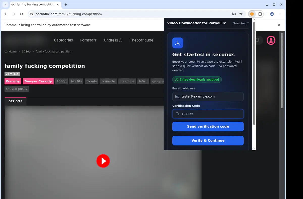 Pornoflix Video Downloader browser extension screenshot 4